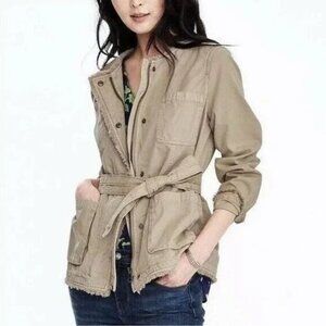 Banana Republic Green Military Utility Frayed Hem Jacket